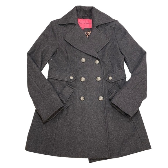 Betsey Johnson Jackets & Blazers - Betsey Johnson Wool Peacoat Size 6 Dark Gray Button Up